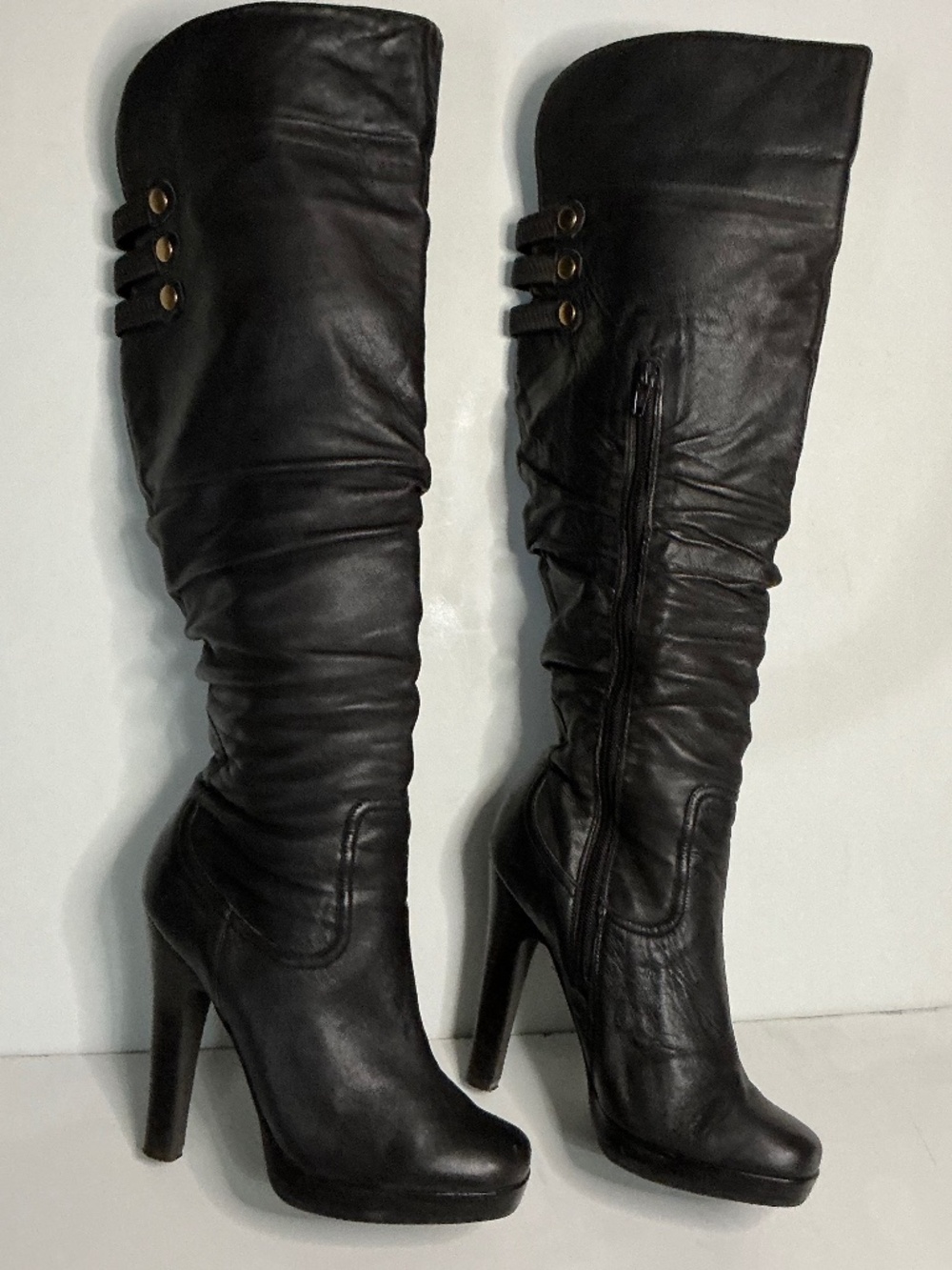 Jessica Simpson 4 inch knee high brown leather boots size 7.5